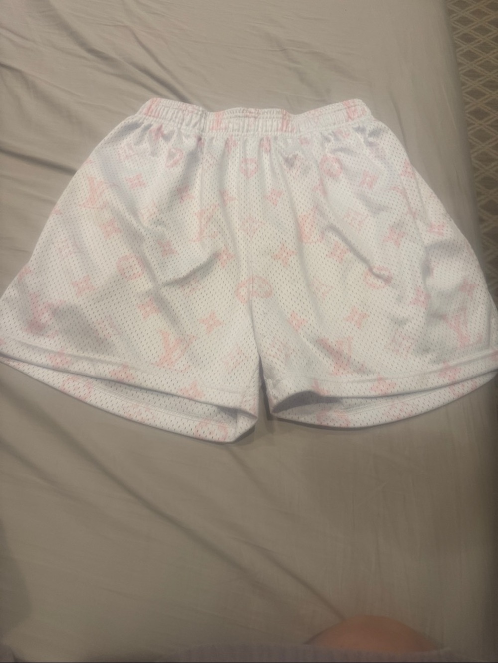 White & Light Pink Mesh Men’s Shorts